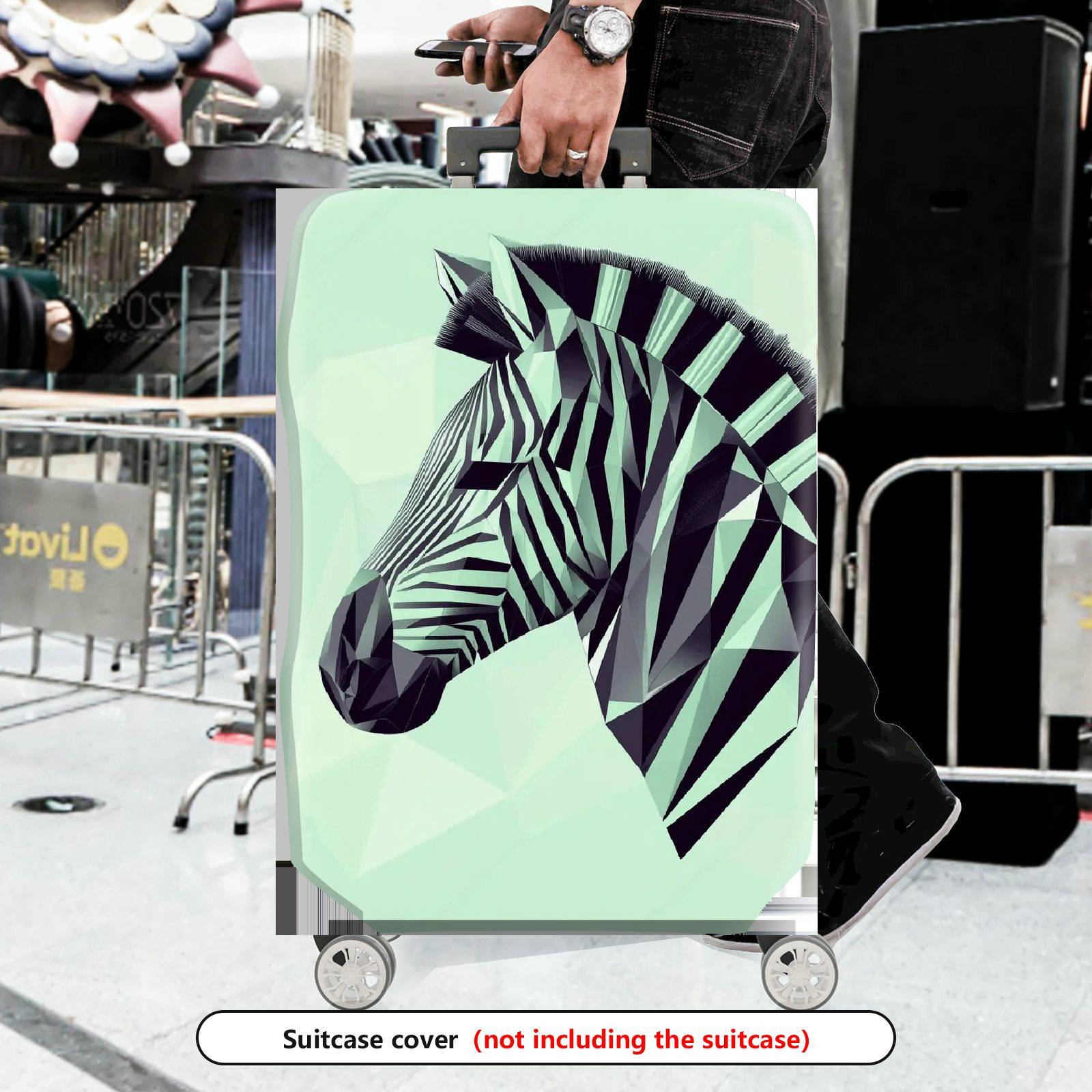 1-Piece Geometric Zebra Animal Pattern  Suitcase Luggage Cover, Stretch Protective Sleeve