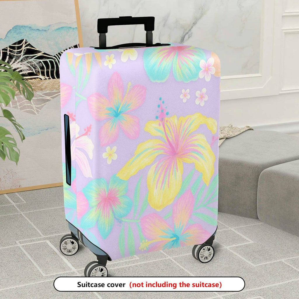 1-Piece Colorful Floral Tropical Vacation Summer Holiday  Suitcase Luggage Cover, Stretch Protective Sleeve
