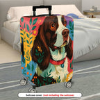 1-Piece Dog Floral Colorful Artistic Pet Travel Holiday  Suitcase Luggage Cover, Stretch Protective Sleeve