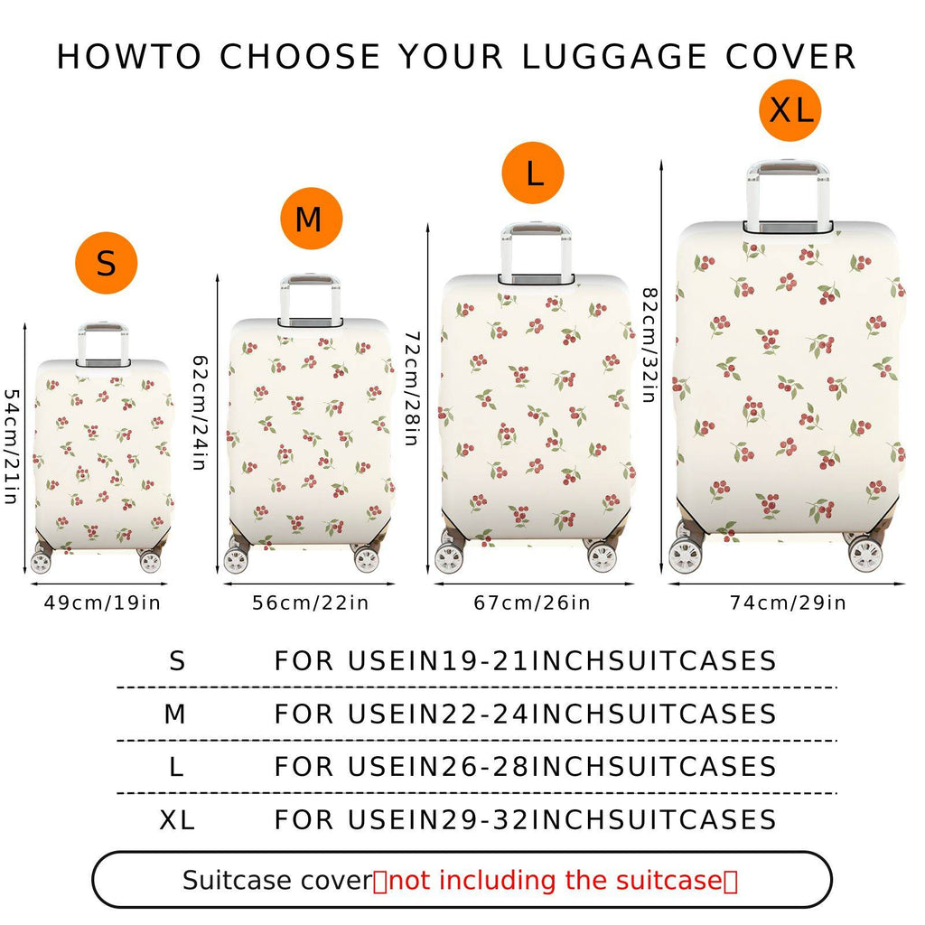 1-Piece Floral Red Berry Green Leaf Holiday Decorative  Suitcase Luggage Cover, Stretch Protective Sleeve