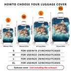 1-Piece Cute Sleepy Kitten Cloud Starry Dream  Suitcase Luggage Cover, Stretch Protective Sleeve