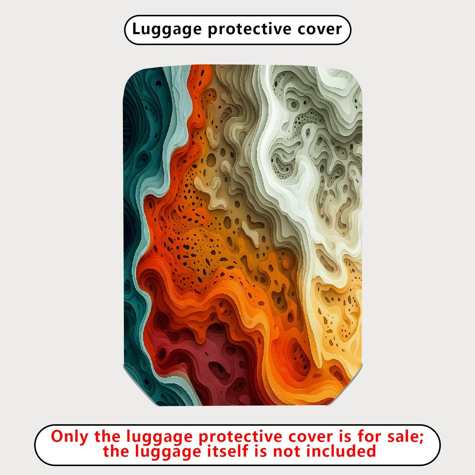 1-Piece Abstract Artistic Colorful Waves Swirls Patterns  Suitcase Luggage Cover, Stretch Protective Sleeve