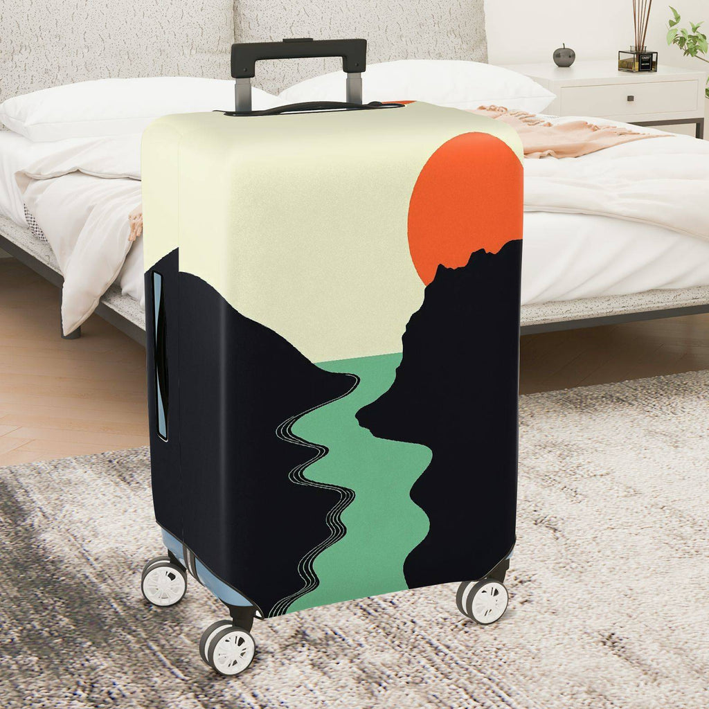1-Piece Sunset Landscape Nature Mountain River Sun  Suitcase Luggage Cover, Stretch Protective Sleeve