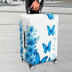 1-Piece Blue Butterfly Floral Nature Spring Summer Elegant  Suitcase Luggage Cover, Stretch Protective Sleeve