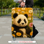 1-Piece Cute Panda Floral Nature Colorful Animal Fun  Suitcase Luggage Cover, Stretch Protective Sleeve