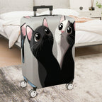 1-Piece Cat Black White Cute Adorable Playful  Suitcase Luggage Cover, Stretch Protective Sleeve