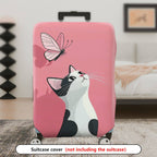 1-Piece Pink Cat Butterfly Cute Whimsical Fun  Suitcase Luggage Cover, Stretch Protective Sleeve