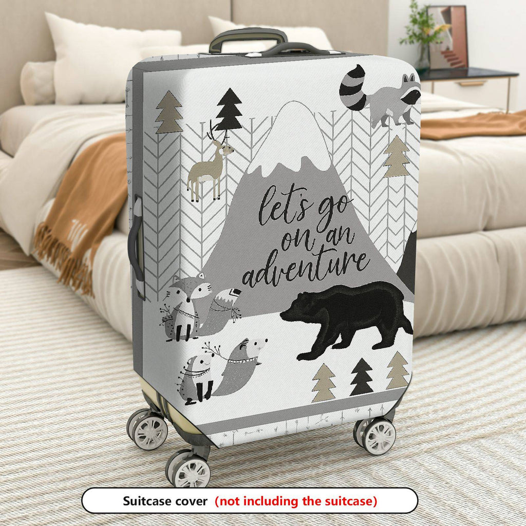 1-Piece Adventure Mountain Animal Forest Stylish Graphic  Suitcase Luggage Cover, Stretch Protective Sleeve