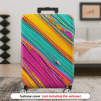 1-Piece Abstract Vivid Colorful Striped Artistic  Suitcase Luggage Cover, Stretch Protective Sleeve