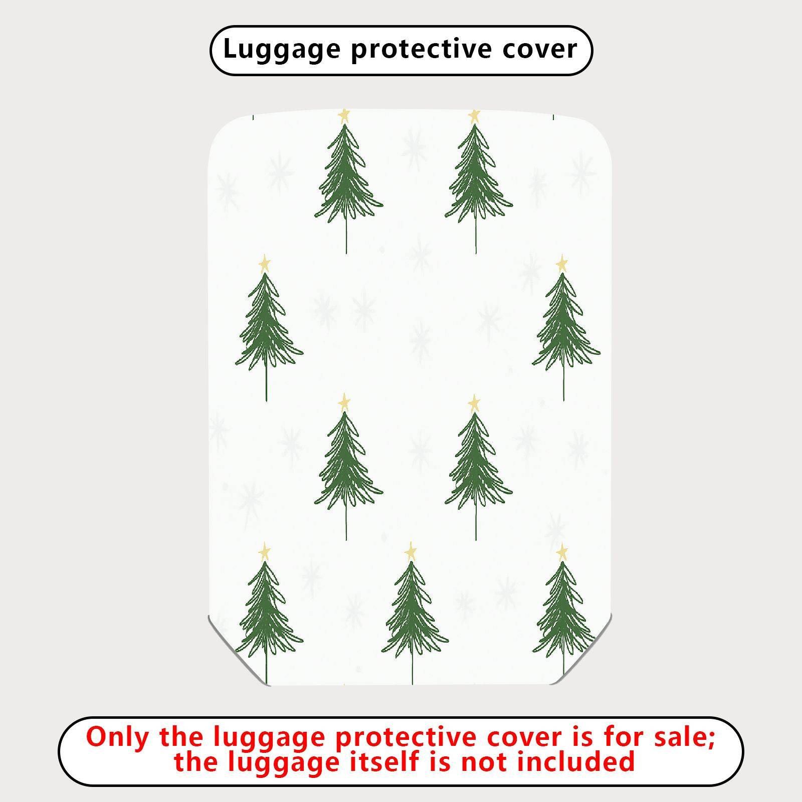 1-Piece Christmas Tree Holiday Seasonal Snow Star Winter  Suitcase Luggage Cover, Stretch Protective Sleeve