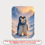 1-Piece Cute Penguin Snow Winter Mountain Romantic  Suitcase Luggage Cover, Stretch Protective Sleeve