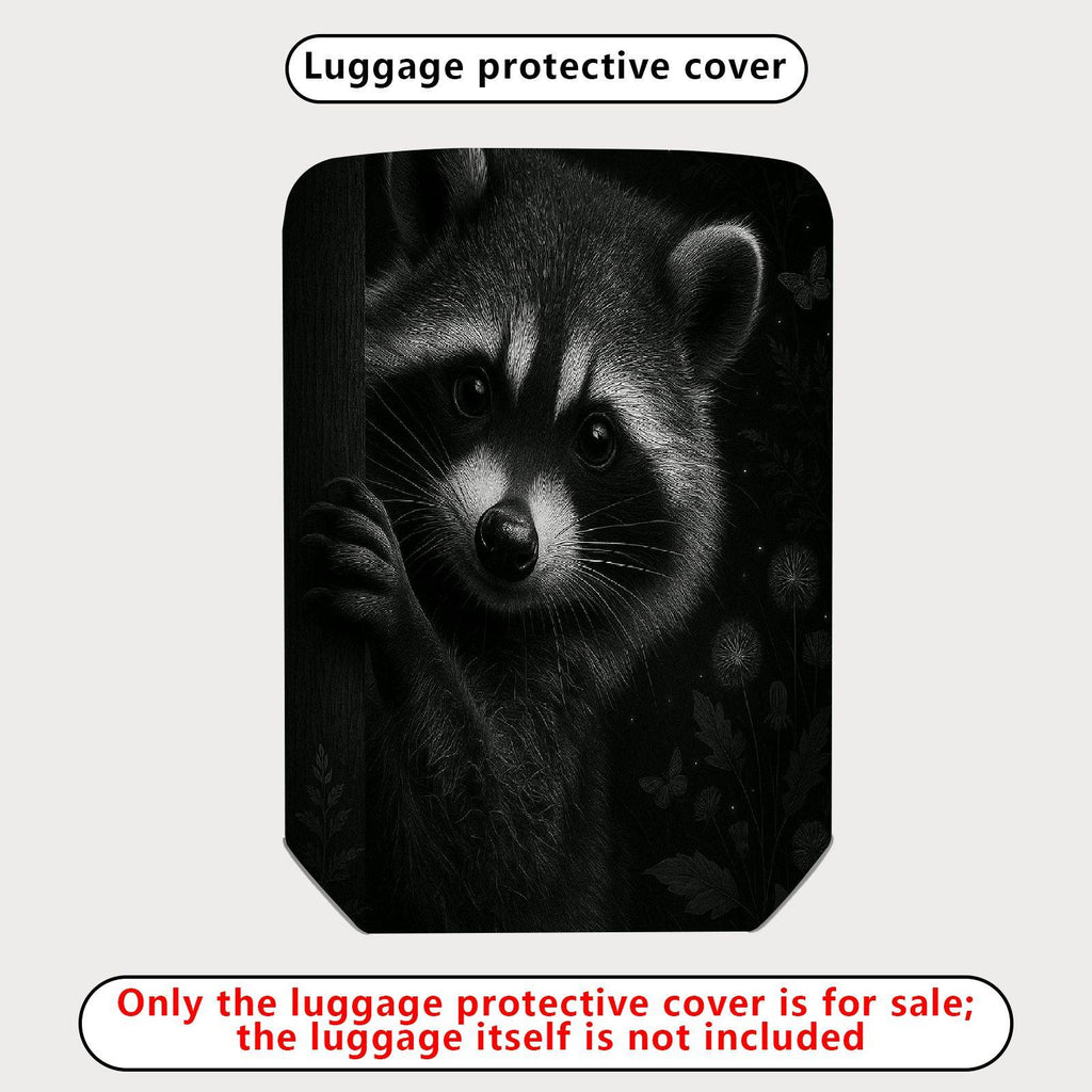 1-Piece Cute Raccoon Animal Black Floral Dandelion  Suitcase Luggage Cover, Stretch Protective Sleeve