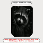 1-Piece Cute Raccoon Animal Black Floral Dandelion  Suitcase Luggage Cover, Stretch Protective Sleeve