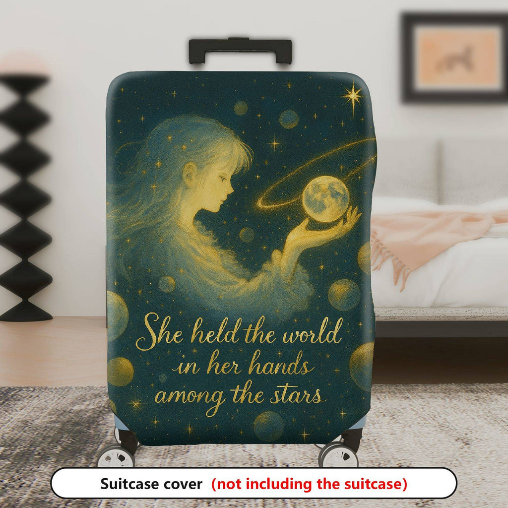 1-Piece Cosmic Starry Dream Girl Universe Art Astral  Suitcase Luggage Cover, Stretch Protective Sleeve
