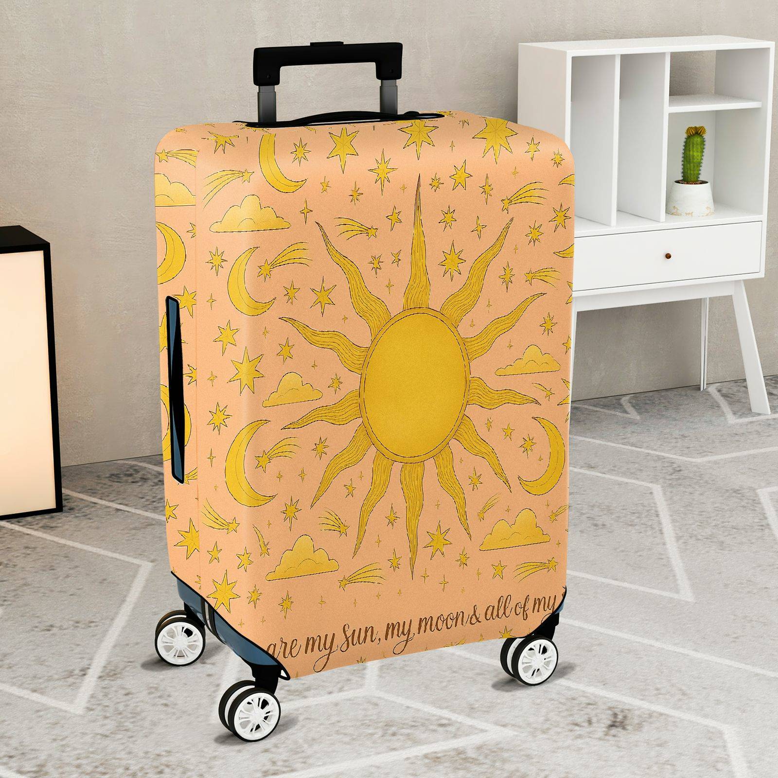 1-Piece Sun Moon Star Cosmic Celestial Sky  Suitcase Luggage Cover, Stretch Protective Sleeve