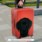 1-Piece Cute Black Dog Red Background Animal Art Pet  Suitcase Luggage Cover, Stretch Protective Sleeve