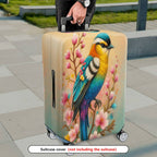 1-Piece Bird Floral Colorful Elegant Artistic Unique  Suitcase Luggage Cover, Stretch Protective Sleeve