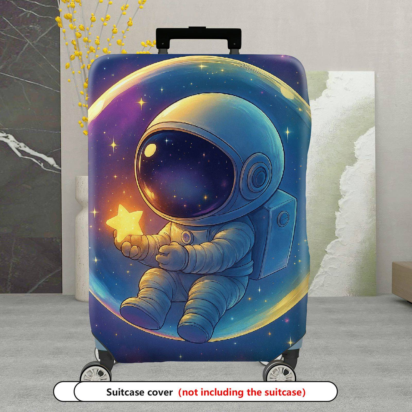 1-Piece Astronaut Galaxy Star Planet Universe Space  Suitcase Luggage Cover, Stretch Protective Sleeve
