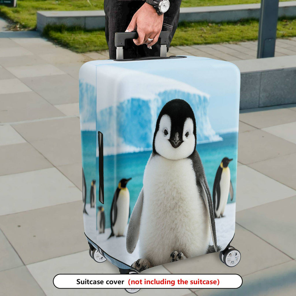 1-Piece Cute Penguin Arctic Ice Snow Wildlife Travel  Suitcase Luggage Cover, Stretch Protective Sleeve