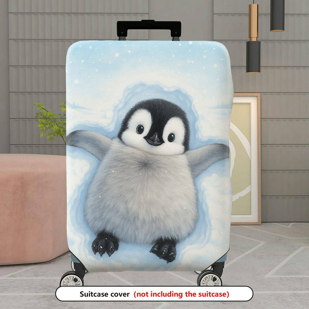 1-Piece Cute Winter Snow Penguin Snowflake Animal  Suitcase Luggage Cover, Stretch Protective Sleeve