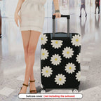 1-Piece Black Floral Daisy Pattern  Suitcase Luggage Cover, Stretch Protective Sleeve