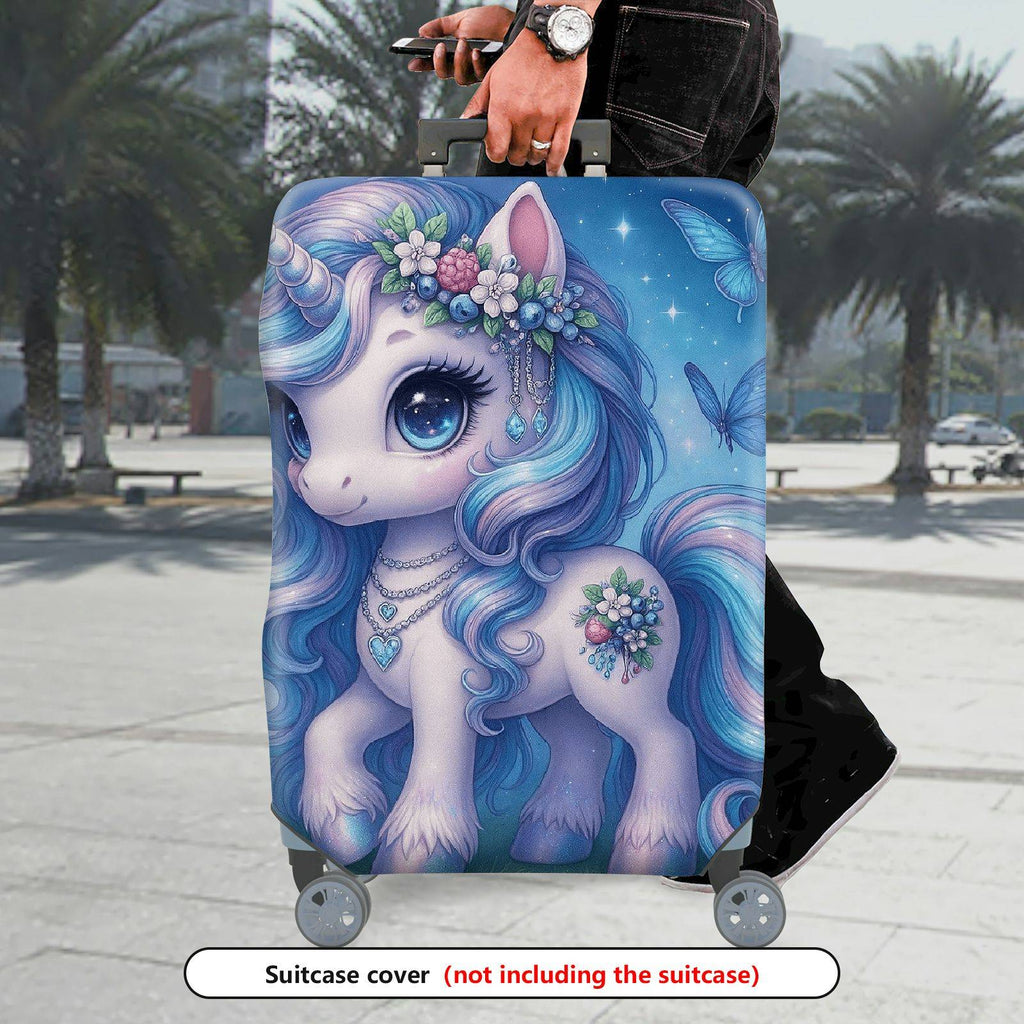 1-Piece Unicorn Painted Floral Butterfly  Suitcase Luggage Cover, Stretch Protective Sleeve