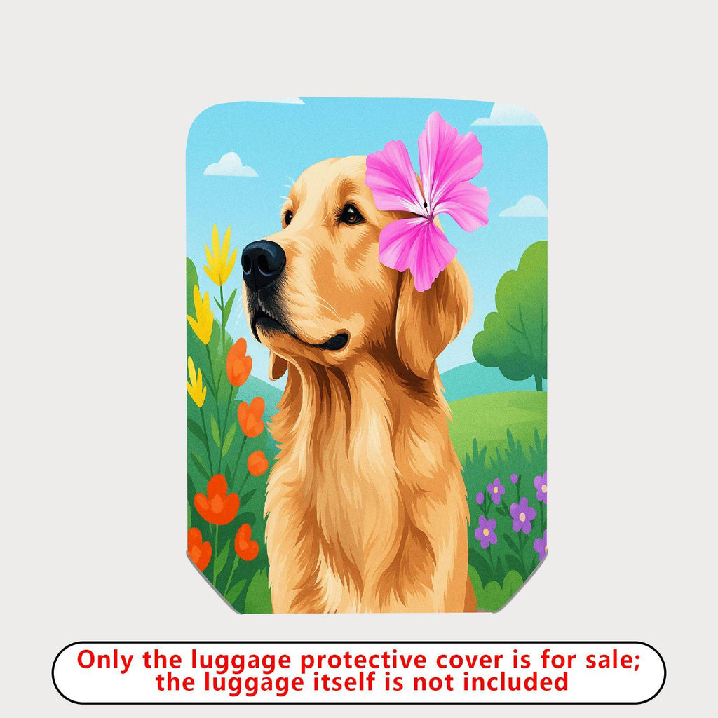 1-Piece Dog Flower Garden Nature Cute Artistic  Suitcase Luggage Cover, Stretch Protective Sleeve