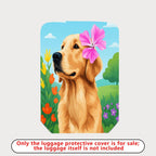 1-Piece Dog Flower Garden Nature Cute Artistic  Suitcase Luggage Cover, Stretch Protective Sleeve