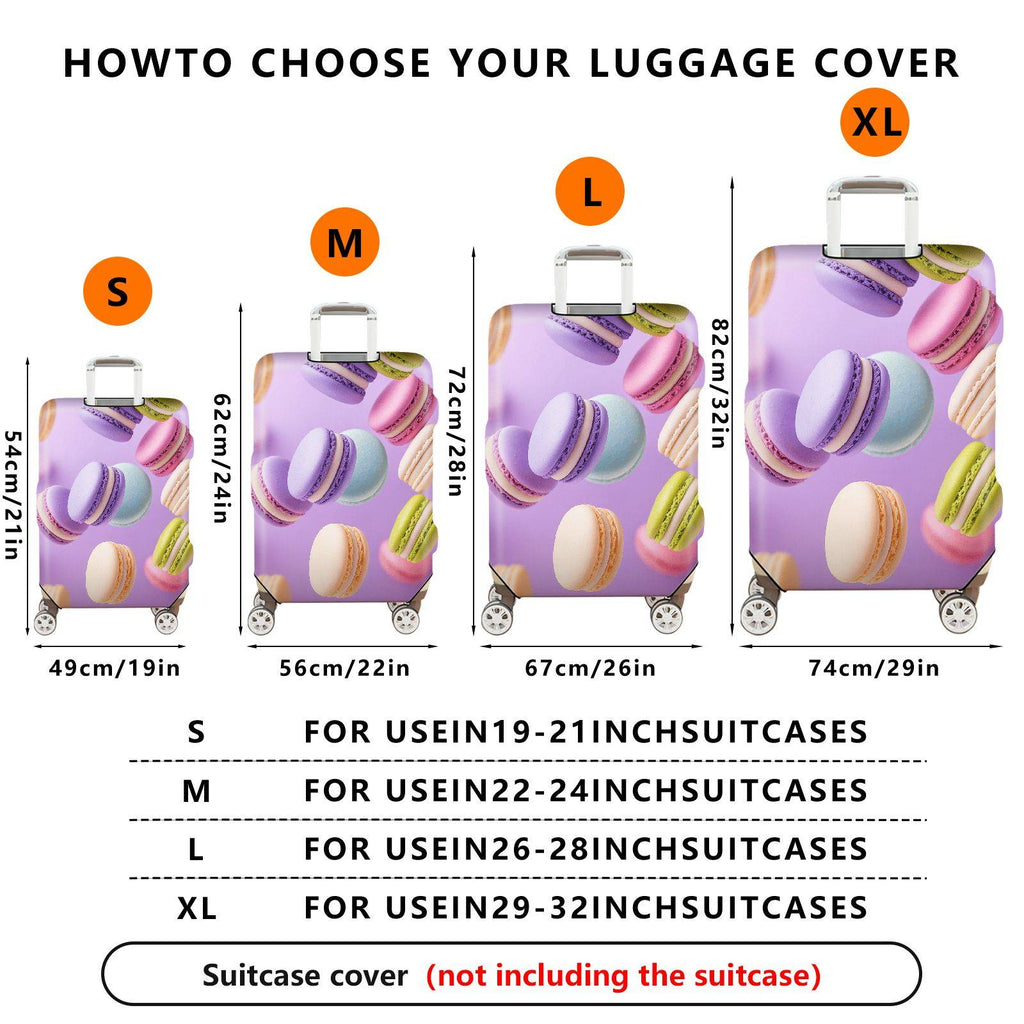 1-Piece Colorful Sweet Macaron Pastel Fun Cute  Suitcase Luggage Cover, Stretch Protective Sleeve