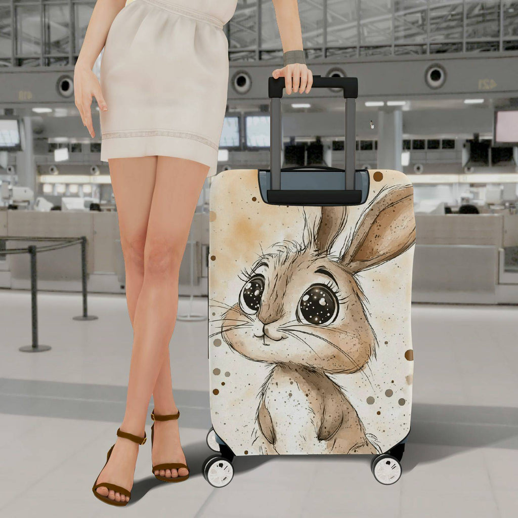 1-Piece Cute Animal  Bunny Polka Dot Watercolor  Suitcase Luggage Cover, Stretch Protective Sleeve