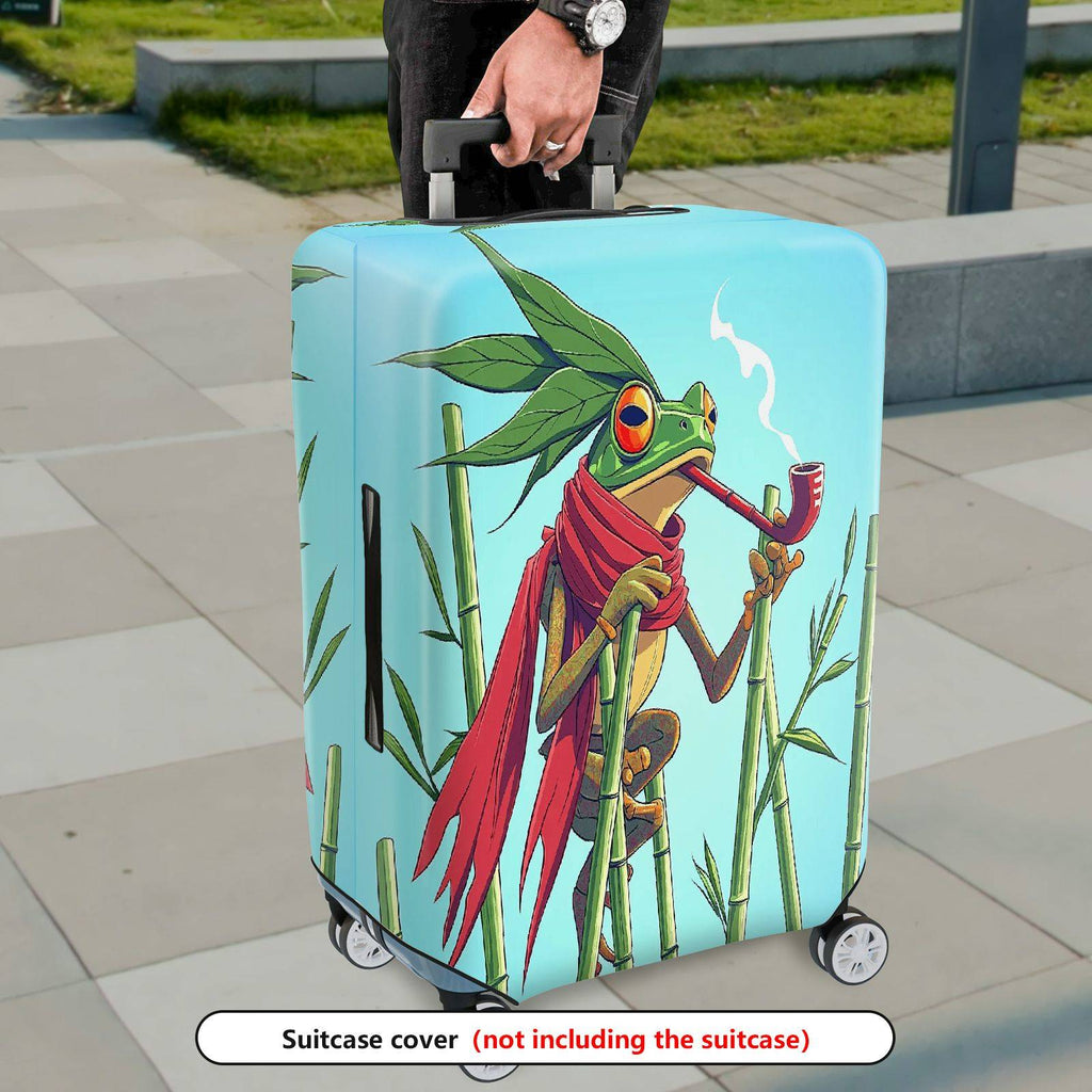 1-Piece Frog Smoking Red Scarf Whimsical Artistic  Suitcase Luggage Cover, Stretch Protective Sleeve