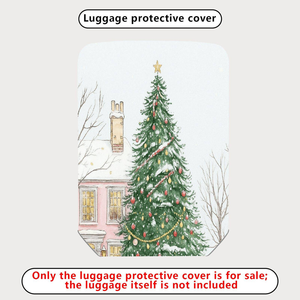 1-Piece Christmas Tree Snow House Holiday Winter  Suitcase Luggage Cover, Stretch Protective Sleeve
