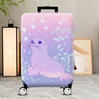 1-Piece Cute Seal Starry Floral Pastel Gradient Magical  Suitcase Luggage Cover, Stretch Protective Sleeve