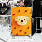 1-Piece Dog Cherry Orange Cute  Fun  Suitcase Luggage Cover, Stretch Protective Sleeve