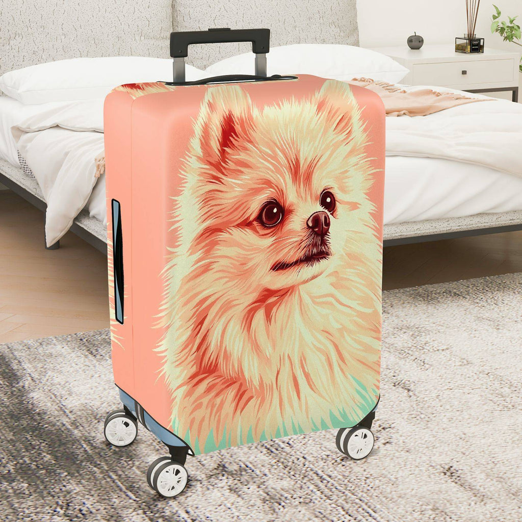 1-Piece Cute Fluffy Pomeranian Pet Dog Animal  Suitcase Luggage Cover, Stretch Protective Sleeve
