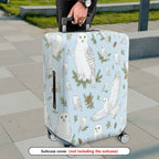 1-Piece Owl Pinecone Pattern Snow Landscape Winter Animal  Suitcase Luggage Cover, Stretch Protective Sleeve