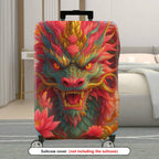 1-Piece Dragon Floral Artistic Mystical Vibrant  Suitcase Luggage Cover, Stretch Protective Sleeve