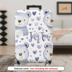 1-Piece Cute Bear Purple Heart  Travel  Suitcase Luggage Cover, Stretch Protective Sleeve