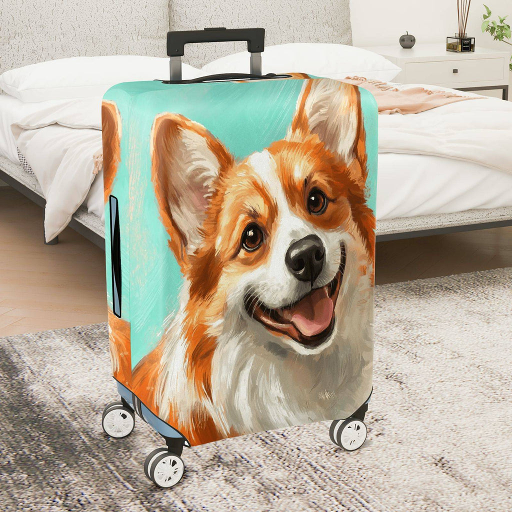 1-Piece Dog Corgi Cute Animal Art Pet  Suitcase Luggage Cover, Stretch Protective Sleeve