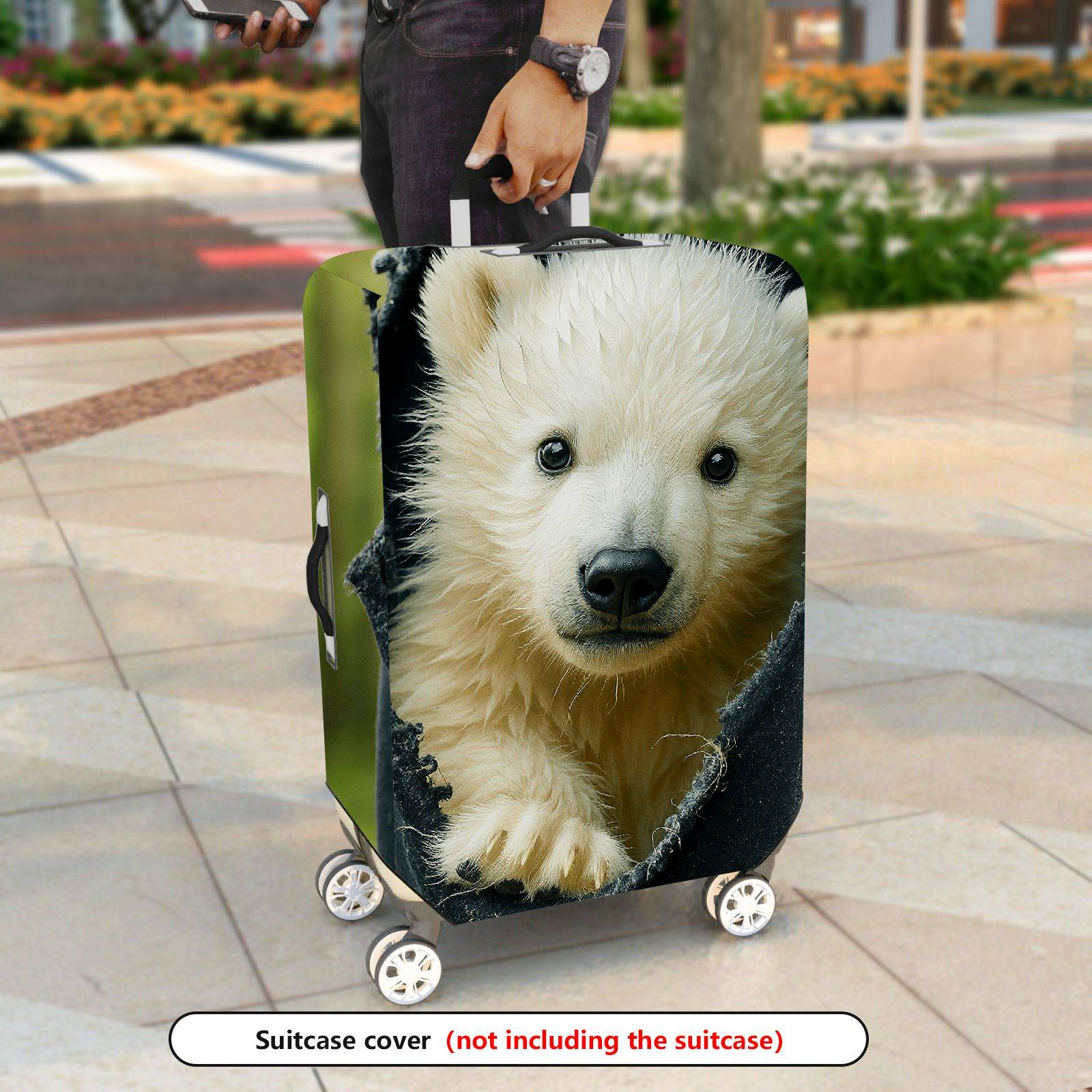 1-Piece Cute Polar Bear Animal Wildlife Nature Adorable  Suitcase Luggage Cover, Stretch Protective Sleeve