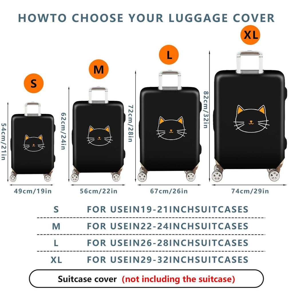 1-Piece Black Cat Cute  Whiskers Ears Face  Suitcase Luggage Cover, Stretch Protective Sleeve