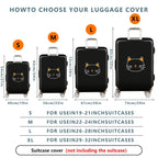 1-Piece Black Cat Cute  Whiskers Ears Face  Suitcase Luggage Cover, Stretch Protective Sleeve