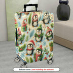 1-Piece Christmas Penguin Winter Holiday Gift Festive  Suitcase Luggage Cover, Stretch Protective Sleeve