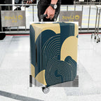 1-Piece Abstract Geometric Yellow Blue Beige Modern  Suitcase Luggage Cover, Stretch Protective Sleeve