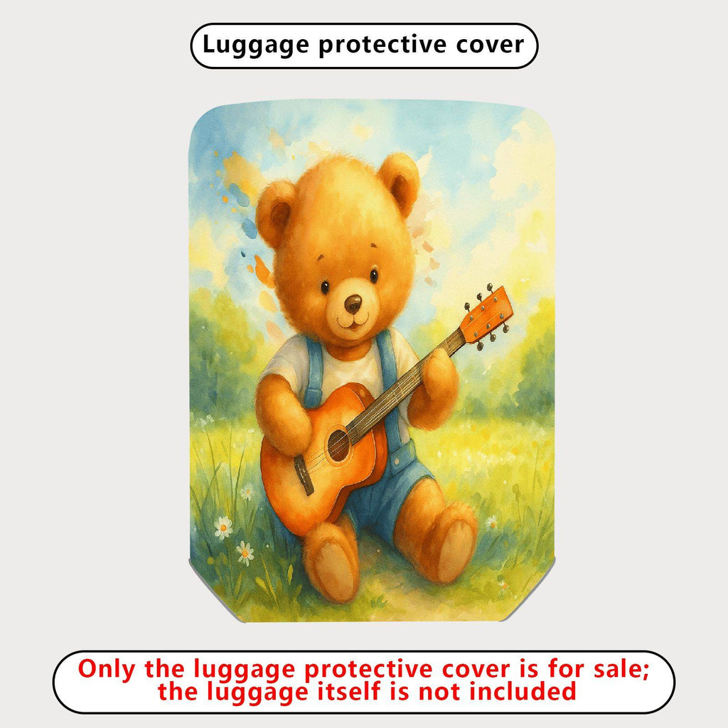 1-Piece Adorable Musical Teddy Bear Art Vintage Nature Travel  Suitcase Luggage Cover, Stretch Protective Sleeve