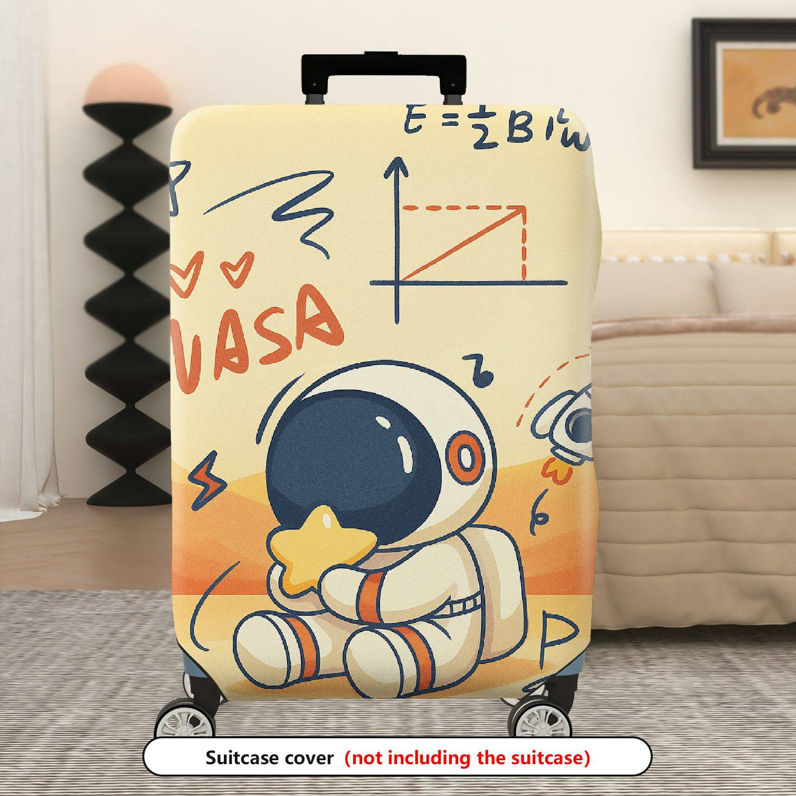 1-Piece Astronaut NASA Space Rocket Doodle Star  Suitcase Luggage Cover, Stretch Protective Sleeve