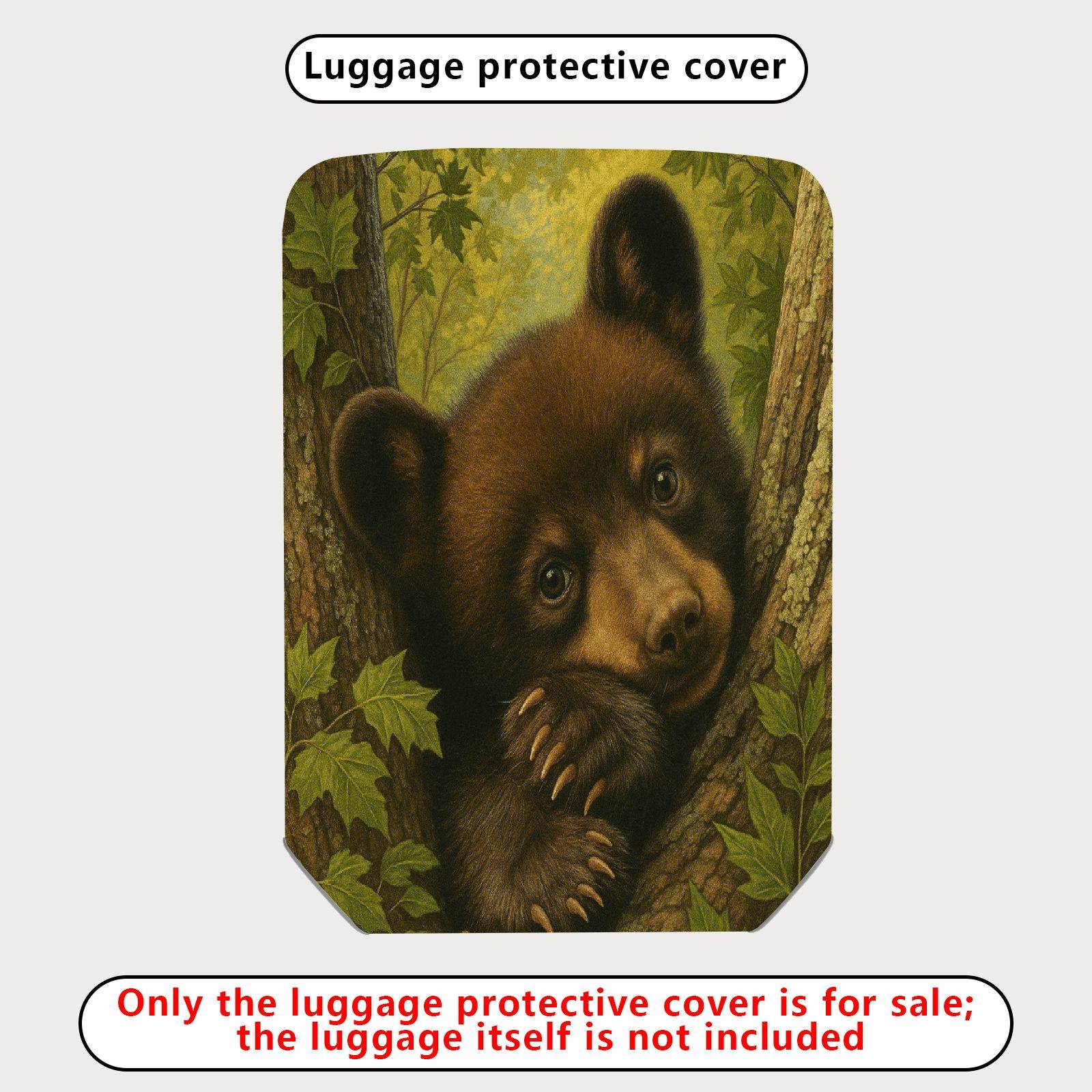 1-Piece Cute Bear Nature Forest Animal Tree  Suitcase Luggage Cover, Stretch Protective Sleeve