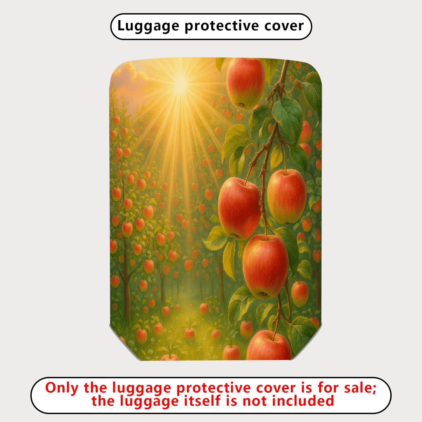 1-Piece Apple Orchard Sunset Nature Harvest Fruit Sun  Suitcase Luggage Cover, Stretch Protective Sleeve