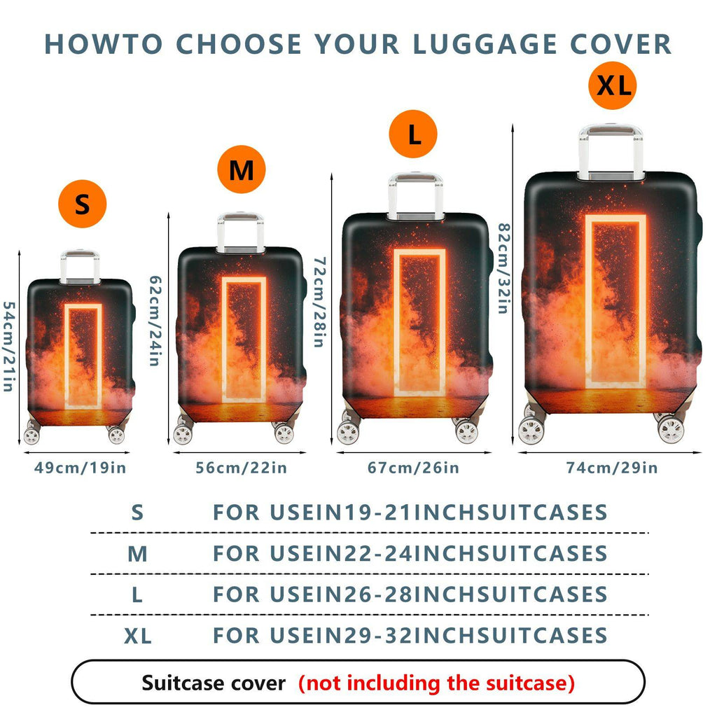 1-Piece Fiery Mysterious Futuristic Abstract Cosmic  Suitcase Luggage Cover, Stretch Protective Sleeve