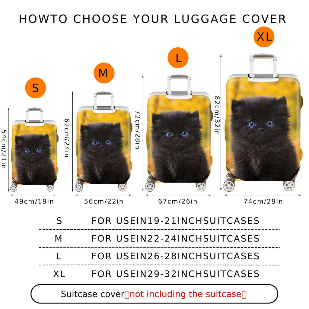 1-Piece Cute Black Cat Autumn Nature Animal Theme  Suitcase Luggage Cover, Stretch Protective Sleeve
